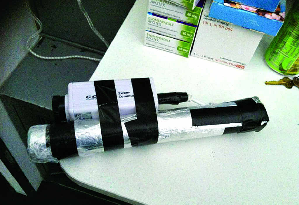 TICKED OFF: The device left by the armed robber in the pharmacy during the robbery late last week. He told staff it was a bomb. TICKED OFF: The device left by the armed robber in the pharmacy during the robbery late last week. He told staff it was a bomb.
